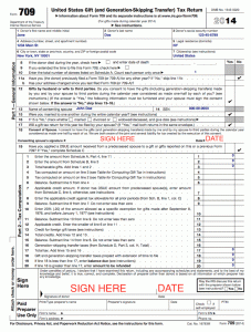Completed Sample IRS Form 709 Gift Tax Return for 529 Superfunding ...