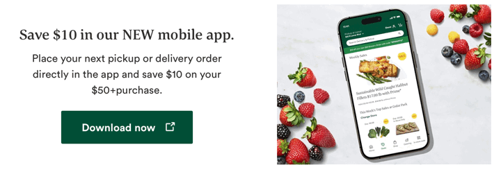 Whole Foods App: $10 off $50